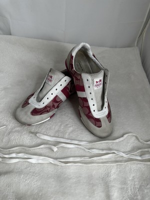 Coach Joss Pink Signature C Canvas Sneakers Fashion Shoes Lace Women's Size 8 M -image