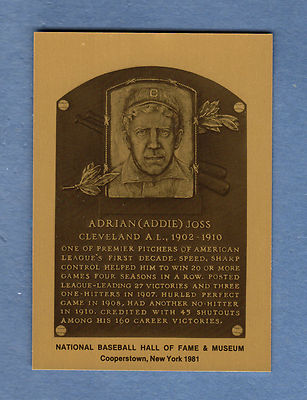 ADDIE JOSS, Indians | Official Baseball Hall of Fame METALLIC plaque-card 1/1000-image