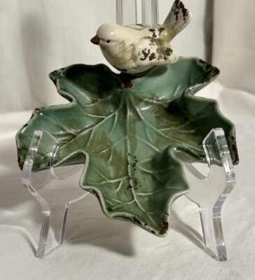 New Creative Co-Op Porcelain Bird Maple Leaf Figurine Home Decor Decorative Gift-image