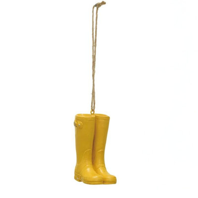 Creative Co-op Yellow Rain Boots Ornament Bauble-image