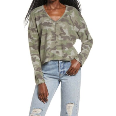 NWT La La Land Creative Co Boxy Camo Long Sleeve Top Size Medium-image