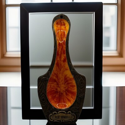 Vintage Mid Century Las Vegas Souvenir Spoon Rest Burnt Orange -image