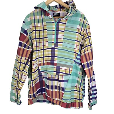 LIRA Mfg Co Creative Society Colorfull Plaid Pull Over Coat Size Medium -image