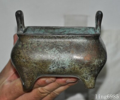 Mark Chinese Buddhism temple bronze “宣德年制” joss Incense burner Censer statue-image