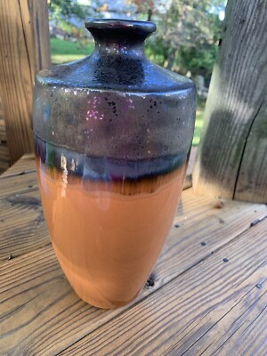 Brown and Orange mid century 12” Vase Made In Viet Nam-image