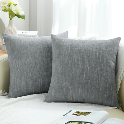 Christmas Throw Pillow Covers Set of 2, 18x18 Chenille Farmhouse Decorative Grey-image