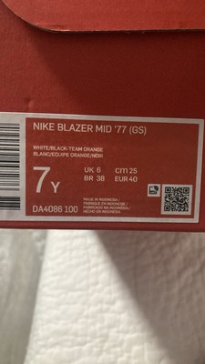 Nike GS Blazer Mid '77 'White/Black' - Size 7Y, DA4086-100-image
