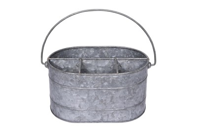 Creative Co-op Farmhouse Galvanized Metal Storage Caddy with 4 Compartments and-image