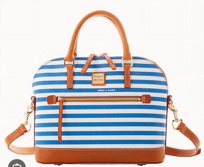 DOONEY & BOURKE SULLIVAN STRIPED COATED COTTON DOMED SATCHEL/CROSSBODY BLUE -image