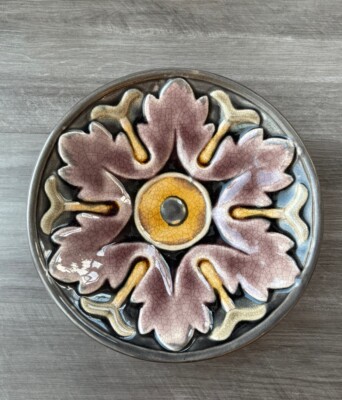 Creative Co-op Round Terracotta Wall Plate Glazed Boho Wall Decor Yellow Eye-image