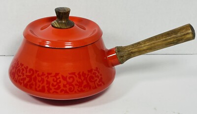 Mid Century Imperial Fondue/Sauce Pan Made In Japan Red Orange Aluminum-image