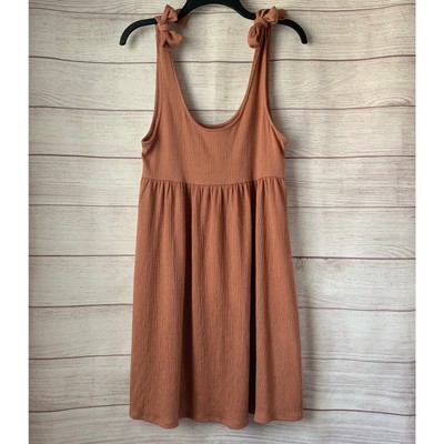 Wild Fable Orange Jumper Dress Adjustable Tie Straps Babydoll Size Medium-image