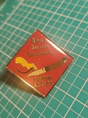 Vtg Knife And Scissor Sharpeners Creative Sales Co Gold Tone Lapel Pin-image