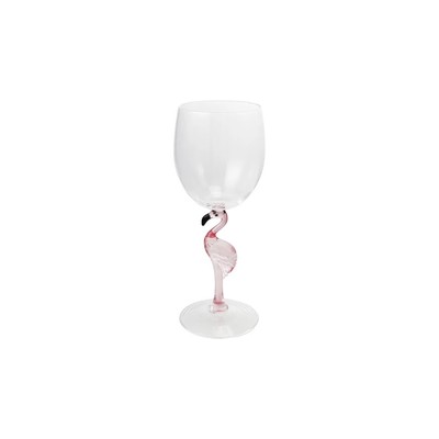 Creative Co-op Acrylic Wine Glass with Flamingo Stem, Pink & Black Novelty Glass-image