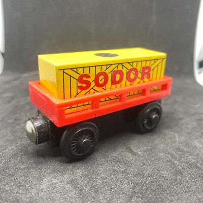 Thomas & Friends Wooden Railway Sodor Red Co With Orange Cargo Car-image