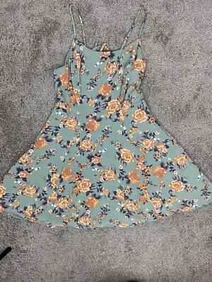 Green With Orange Flowers Dress Charlotte Russe Medium-image