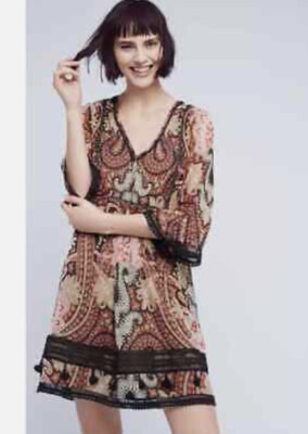 ANTHROPOLOGIE-RANNAGILL joss kimono dress. Paisleyw/kimono sleeves.-image