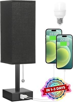 Lamparas De Mesa De Noche Con Puerto USB Lampara Para Escritorio Dormitorio Sala-image