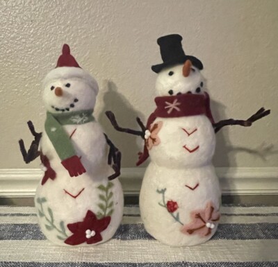 Set Red & Green Wool Felt Jolly Snowman Creative-Co Op Christmas Holiday Decor-image
