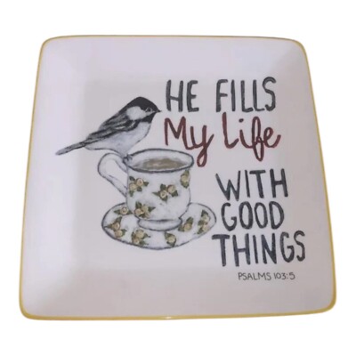 Creative CO - OP ￼Square Stoneware Handpainted Plate 11
