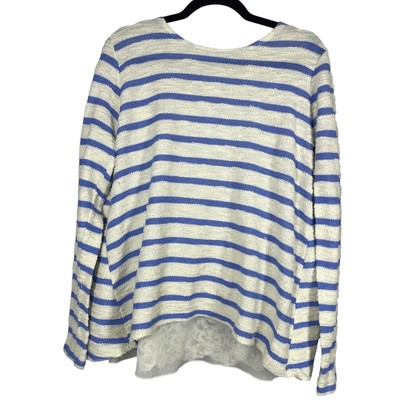 Anthropologie, Sullivan + James, Size Large, Blue & White Terry Stripe Sweater-image