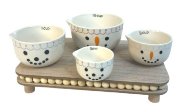 Creative Co-op Snowman Face Measuring Cups Set of 4- 1/4C * 1/2 C *1C *  1  1/2C-image