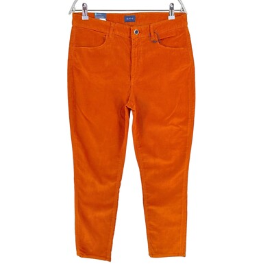 GANT Women Dark Orange FARLA Corduroy Slim Fit Cropped Jeans Size W32-image