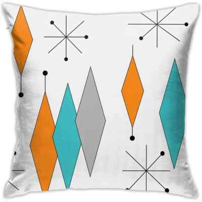 Atomic Teal/Orange (18''x18''), Mid-Century Modern *Pillow Cover Only*-image
