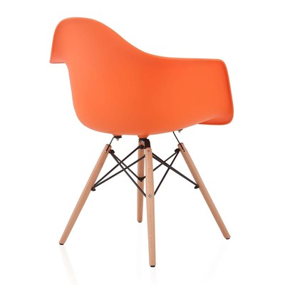 CozyBlock Nordic Orange Molded Plastic Dining Arm Chair with Orange-image