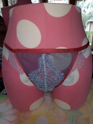 Victoria's Secret Large Cheeky Itsy Panty Lace Blue Orange NWT -image