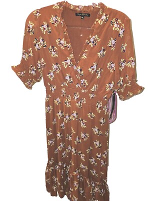 Ryan Michelle NWT Orange Cottage Core Womens Floral Dress-image