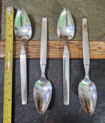 👌LOT OF 4 MID-CENTURY c1956 TWILIGHT SILVERPLATED FRUIT/ ORANGE SPOONS 🥝🥑🍊 -image