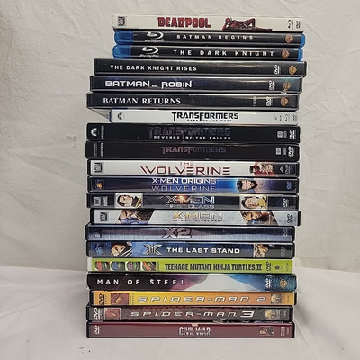 Marvel DC Xmen Batman Transformers Comic Book Hero Movie DVD Blu Ray Lot (20)-image
