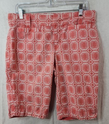 Old Navy Womens 8 Orange Geometric Mid-Rise Casual Shorts-image