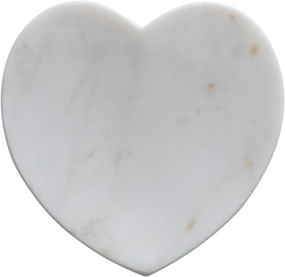Creative Co-Op Marble Heart Shaped, White Dish -image