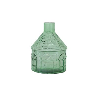 Creative Co-Op Glass House-Shaped Vase, Green 8