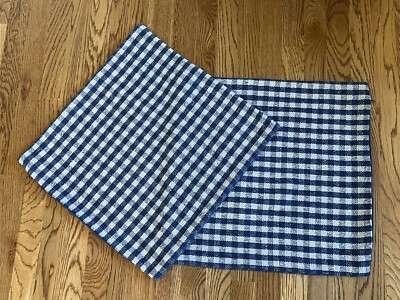 2 NEW Creative Co-op Pillow Covers 18” Square Blue Gingham Check Pillows NWOT-image