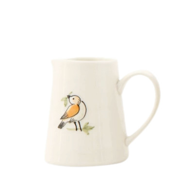 Creative Co-op Bird Head Up Stoneware Hand Painted Creamer-image