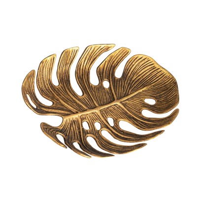 Antique Monstera Leaf Elegance, Gold-image