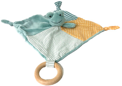 NWOT Creative Co-op Plush Frog Lovey Securities Blanket Yellow Polka Dots-image