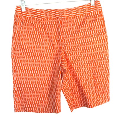 Liz Claiborne Women's Orange Mid Rise Zip Front Stretch Bermuda Shorts Size 6-image