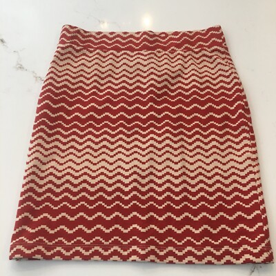 Forever 21 OrangeGeometric Striped Mini KnitPencil Skirt Size S-image