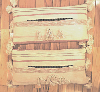 NEW! 2 Sewell Cotton Lumbar Pillows Dakota Fields/Creative Co-op 14''X 28''X4
