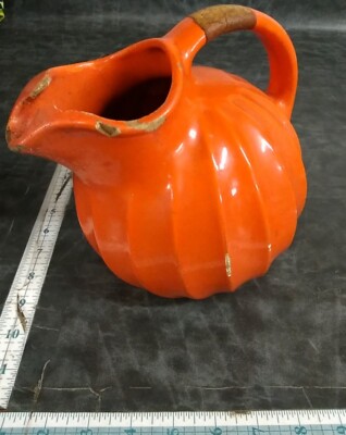 Orange Vintage Ball Water Pitcher Retro Mid Century Swirl-image
