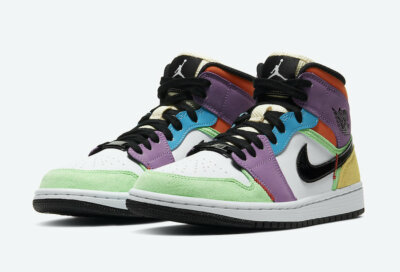 Nike Women's Air Jordan Retro I 1 Mid Light bulb White Black Orange CW1140-100-image