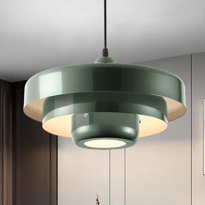 Mid Century Pendant Light Fixtures Orange Ceiling Pendant Lighting 3-Layer Metal-image