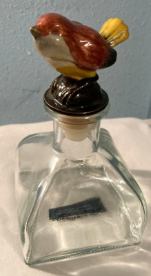 VTG Creative Co-Op Glass PerfumeBottle-HandPainted Enamel Bird Stopper-Italy-EUC-image