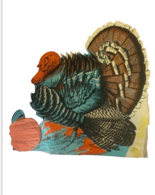 Vintage Beisle Thanksgiving Turkey Cornstalk Centerpiece Blue Orange READ-image