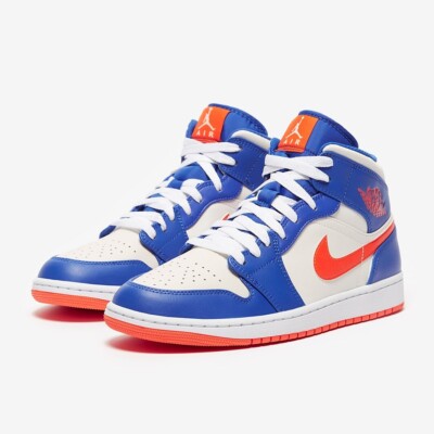 Jordan 1 Mid 'Knicks' Blue Orange FD1029-400 Men's Size US 7-12-image