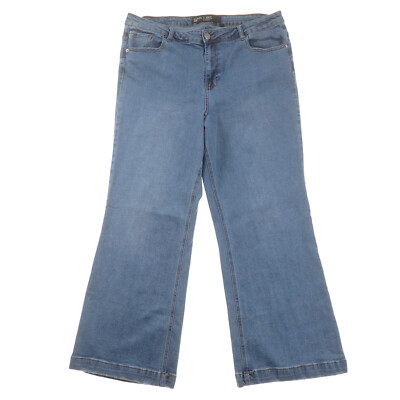 Simply Be Joss Wide Leg Jeans Womens 18 Distressed Medium Blue Denim-image